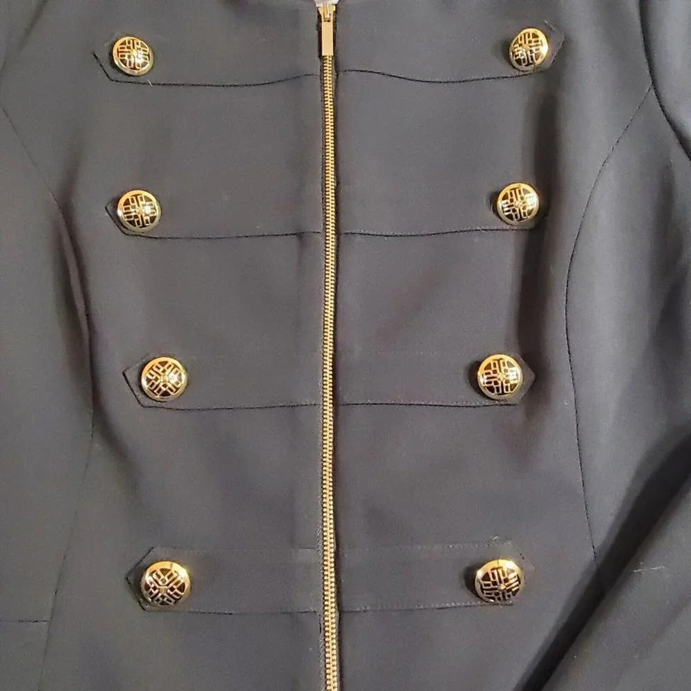 Dennis By Dennis Basso Black Womens Blazer With Gold accent Buttons Size Large - Picture 2 of 10